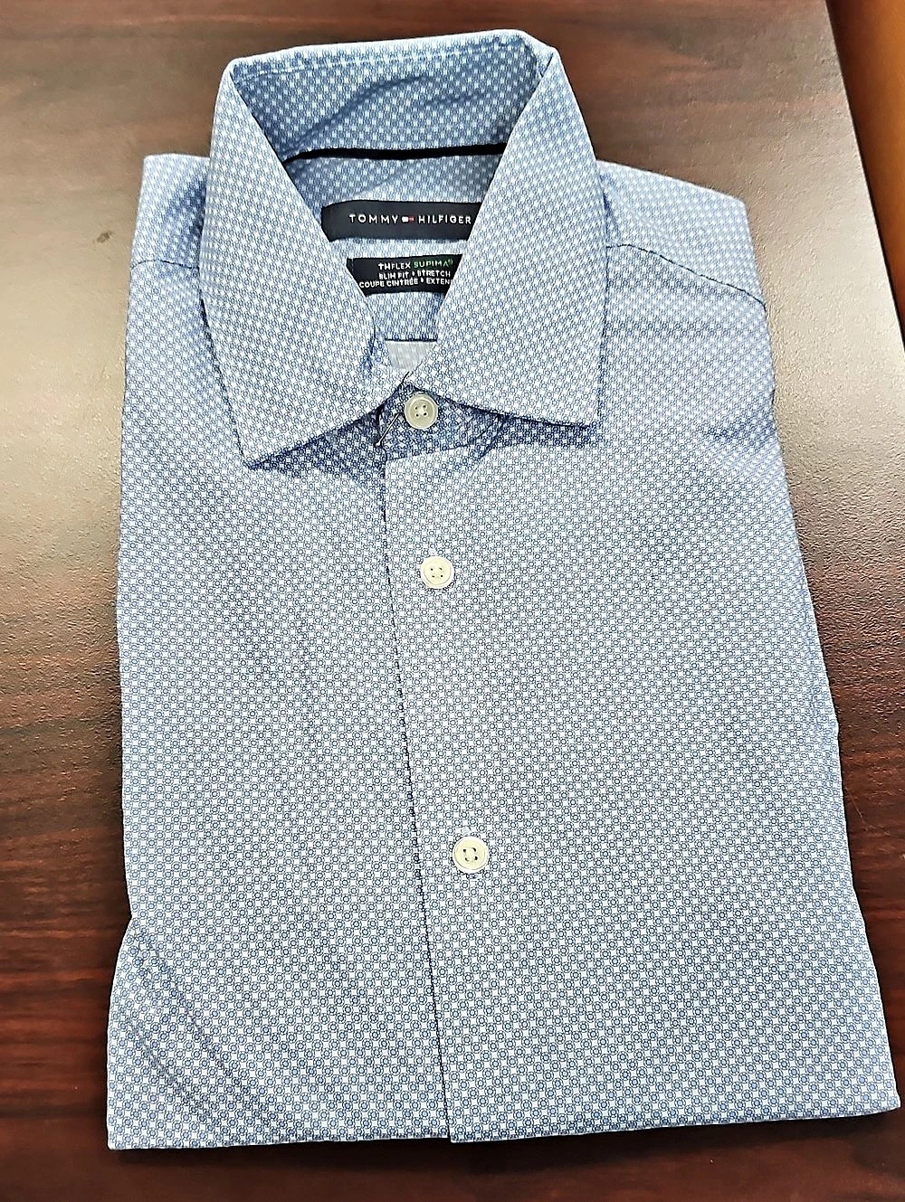 Tommy Hilfiger THFlex Slim Fit Microprint Dress Shirt Blue